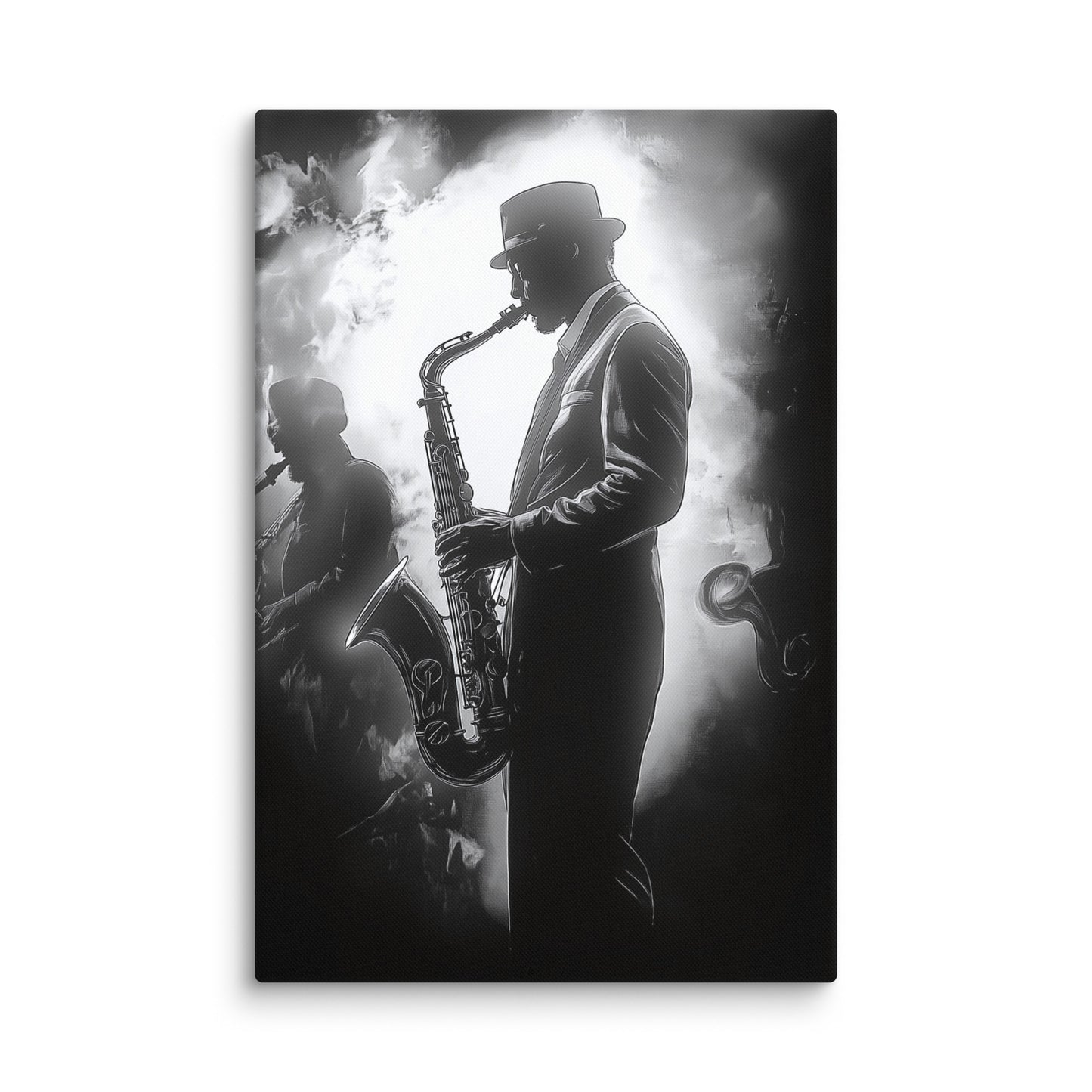 Tableau Saxophoniste Noir et Blanc - Blues Nocturne Affiches, reproductions et œuvres graphiques Art Virtuoso XL