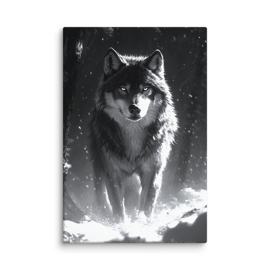 Tableau Loup Noir et Blanc : Gardien de l'Hiver Affiches, reproductions et œuvres graphiques Art Virtuoso XL