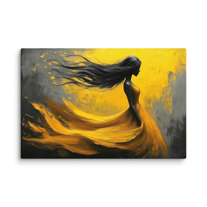 Tableau Jaune Femme : Danse du Crépuscule Affiches, reproductions et œuvres graphiques Art Virtuoso XL