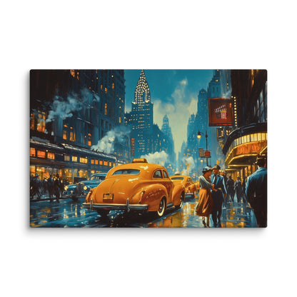 Tableau Vintage Ville : Manhattan Nocturne Affiches, reproductions et œuvres graphiques Art Virtuoso XL