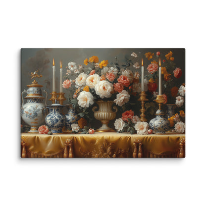 Tableau Vintage Baroque : Splendeur des Roses Affiches, reproductions et œuvres graphiques Art Virtuoso XL