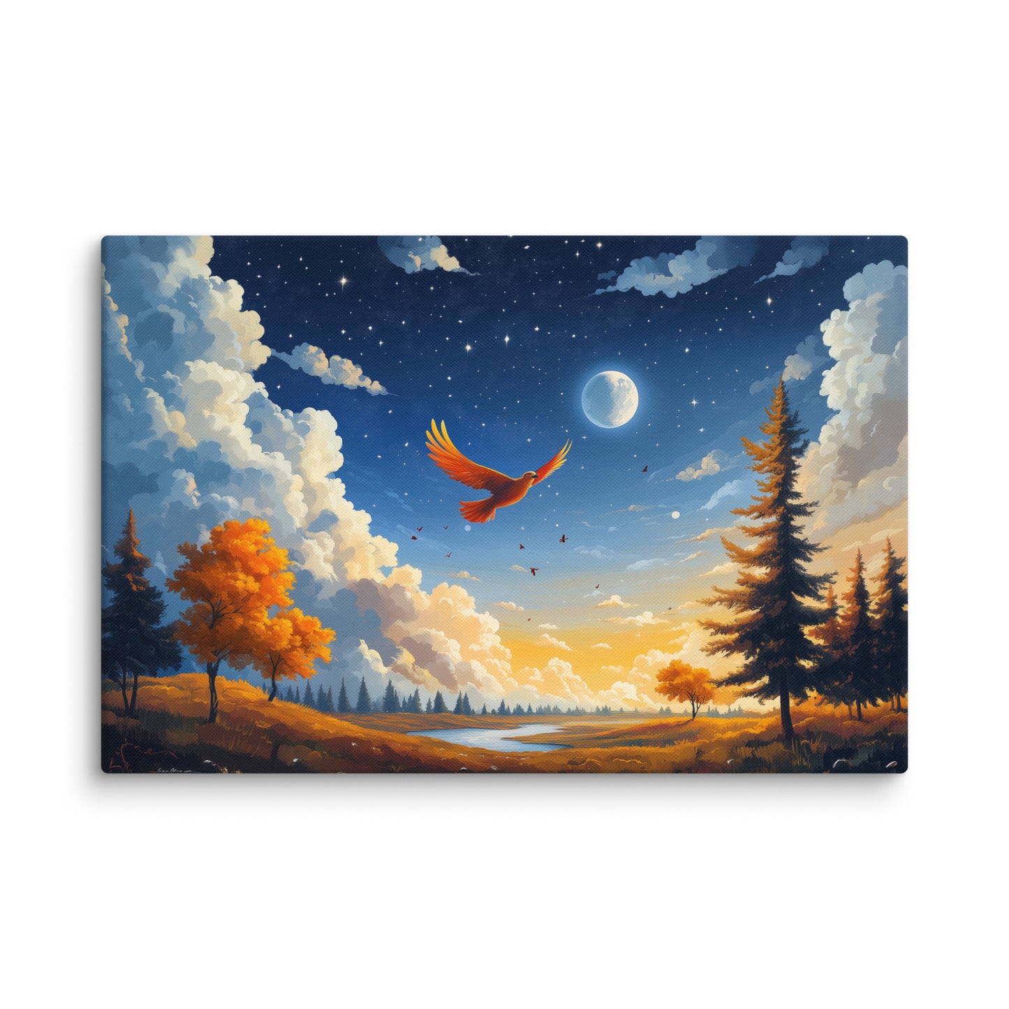 Peinture Oiseau qui Vole sous la Lune Affiches, reproductions et œuvres graphiques Art Virtuoso XL