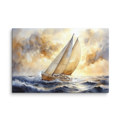 Tableau Bateau Voilier : Lumière sur les Vagues Affiches, reproductions et œuvres graphiques Art Virtuoso XL