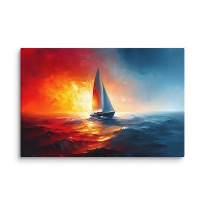 Tableau Bateau Coucher de Soleil : Fusion Marine Affiches, reproductions et œuvres graphiques Art Virtuoso XL