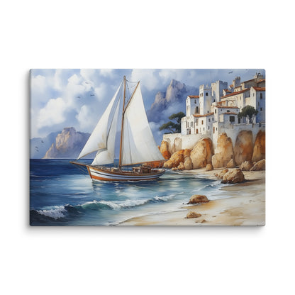 Tableau Bateau Bord de Mer : Riviera Méditerranéenne Affiches, reproductions et œuvres graphiques Art Virtuoso XL