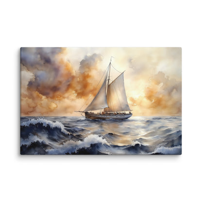 Tableau Bateau à Voile : Horizon Doré Affiches, reproductions et œuvres graphiques Art Virtuoso XL