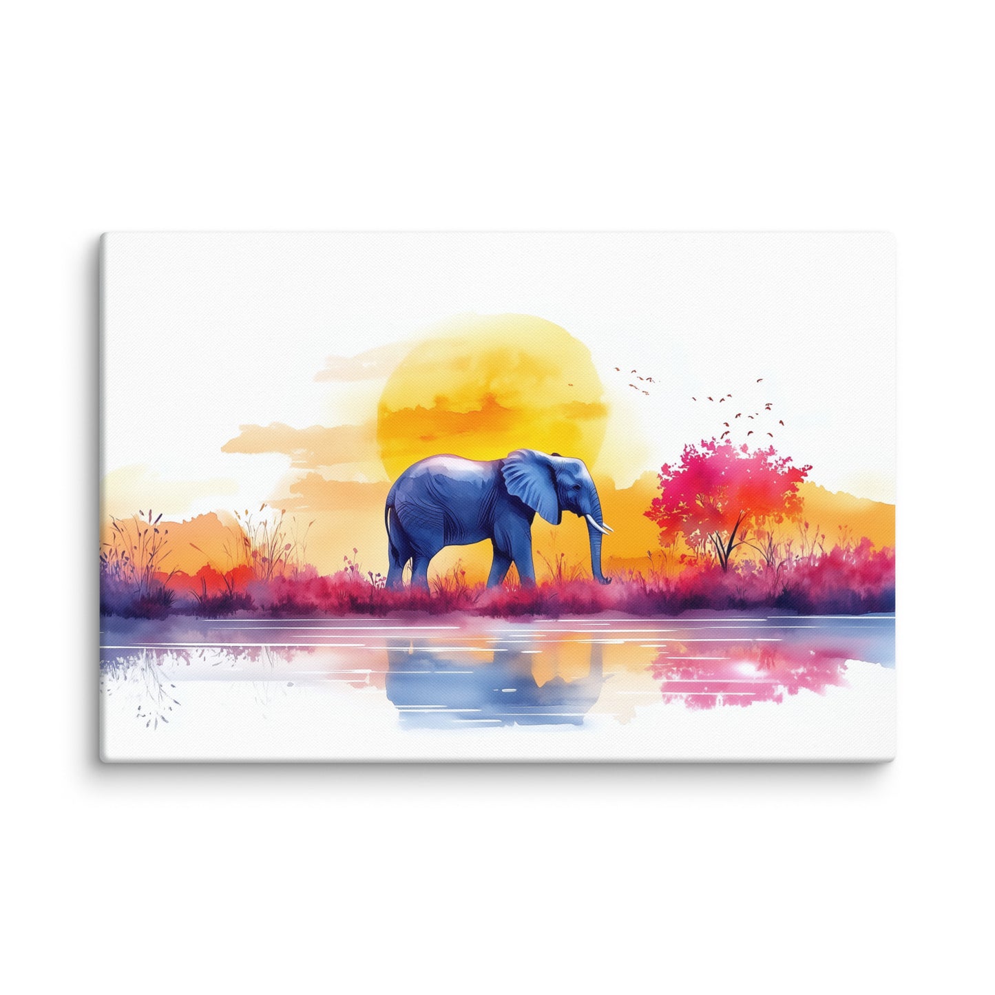 Peinture Aquarelle Éléphant - Évasion Poétique en Terre Sauvage Affiches, reproductions et œuvres graphiques Art Virtuoso XL