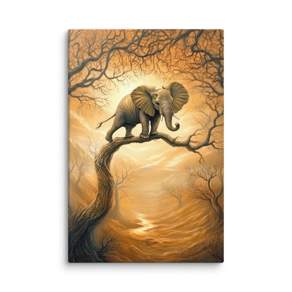 Tableau Éléphant sur une Branche - Équilibre Instable Affiches, reproductions et œuvres graphiques Art Virtuoso XL