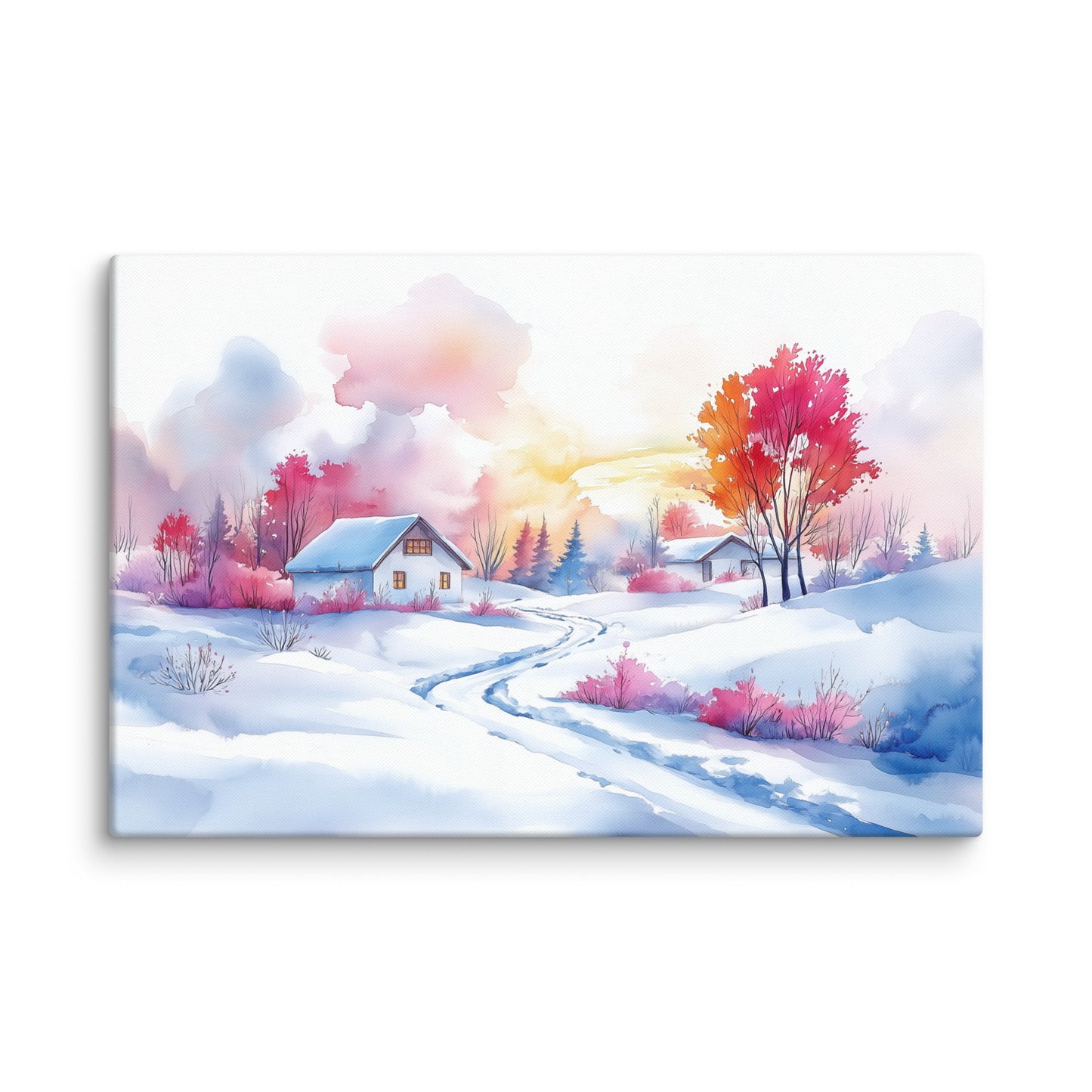 Peinture Aquarelle Paysage de Neige - Douceur Hivernale Affiches, reproductions et œuvres graphiques Art Virtuoso XL