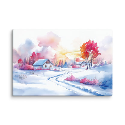 Peinture Aquarelle Paysage de Neige - Douceur Hivernale Affiches, reproductions et œuvres graphiques Art Virtuoso XL