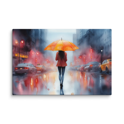 Peinture Aquarelle Tableau – Pluie Urbaine Éblouissante Affiches, reproductions et œuvres graphiques Art Virtuoso XL