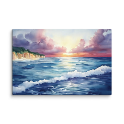 Peinture Aquarelle Marine – Vague et Soleil Affiches, reproductions et œuvres graphiques Art Virtuoso XL