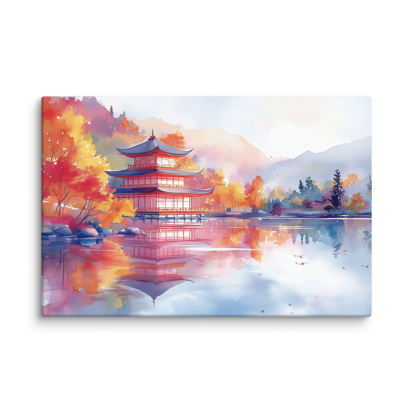 Peinture Aquarelle Japonaise – Temple Paisible Affiches, reproductions et œuvres graphiques Art Virtuoso XL