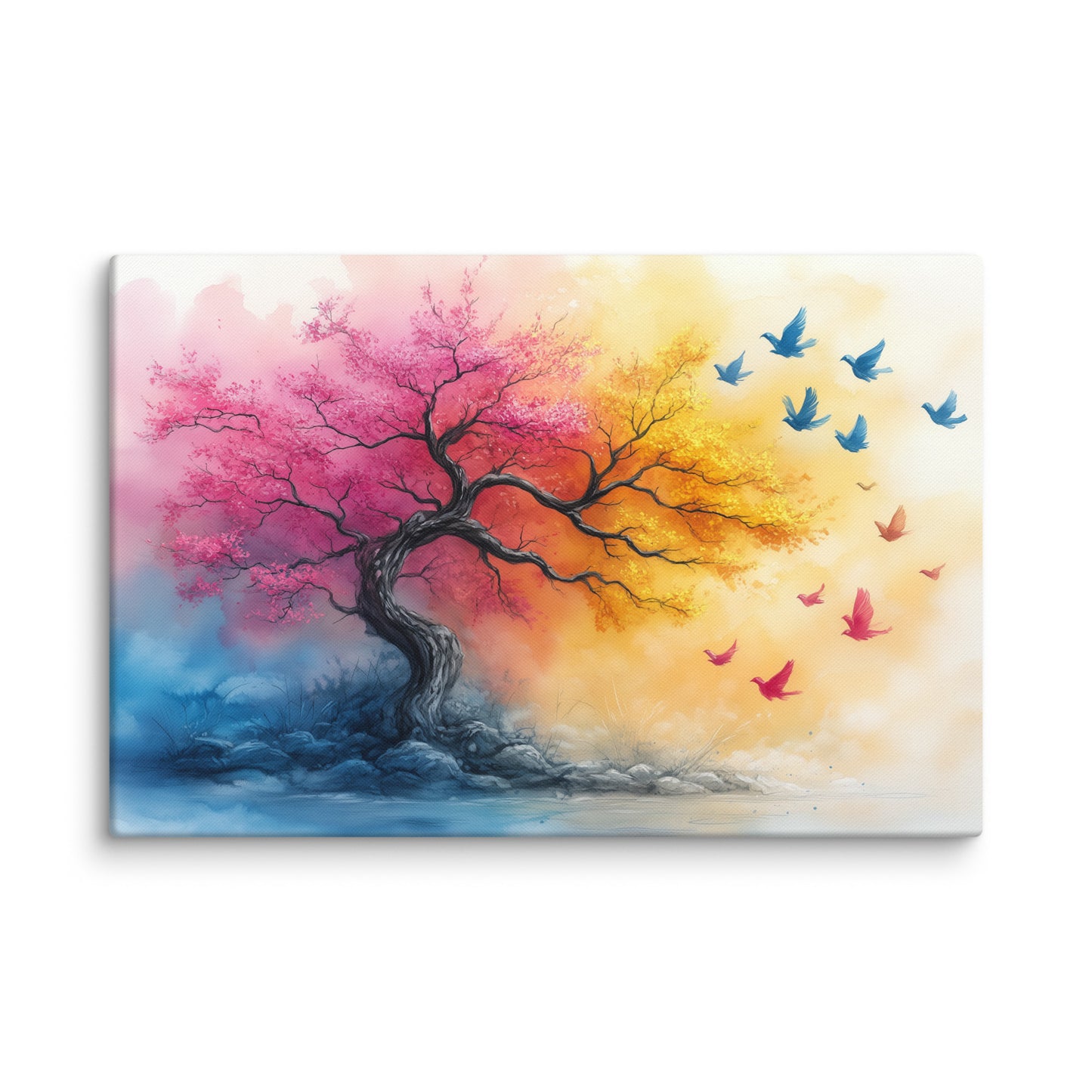 Peinture Aquarelle Arbre - L’Harmonie des Saisons Affiches, reproductions et œuvres graphiques Art Virtuoso XL