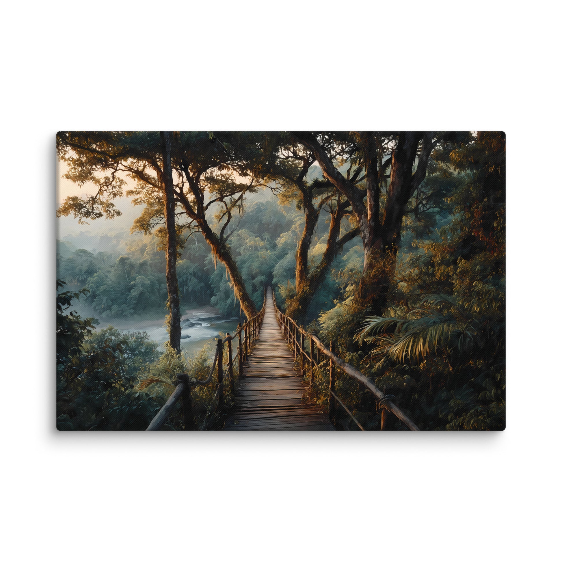 Eau sombre à gauche de la passerelle