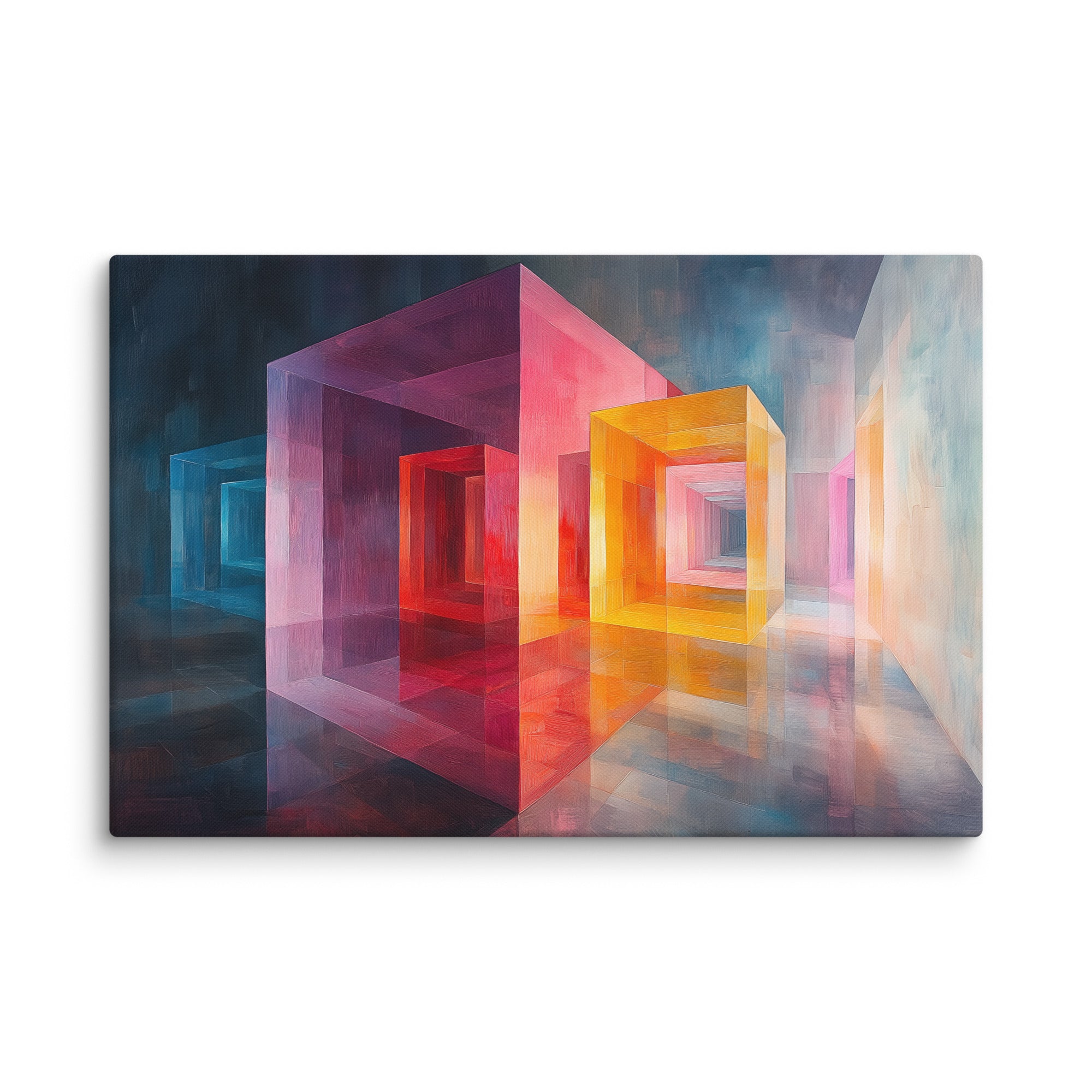 Tableau Cube Géométrique : Dimensions Colorées – Art Virtuoso