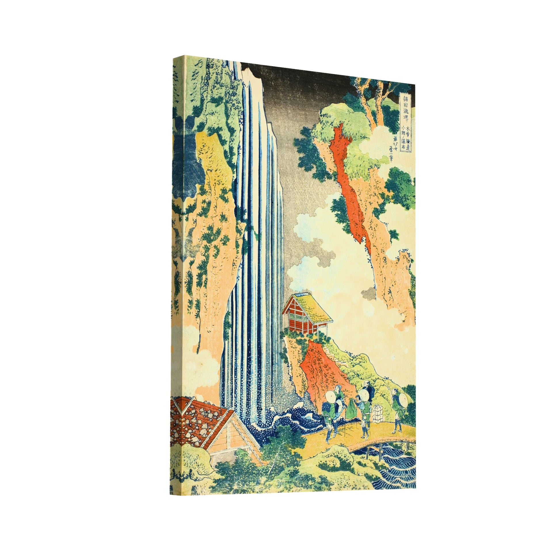 Product Hero 3D WebP Tableau Hokusai - Cascade d'Ono sur la route de Kisokaido - Art Virtuoso