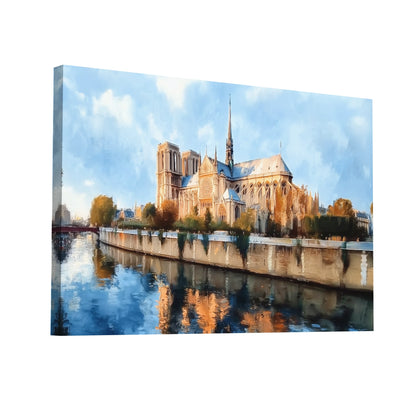 Product Hero 3D WebP Tableau Cathédrale Notre-Dame – Lumière d’Or sur l’Île de la Cité - Art Virtuoso