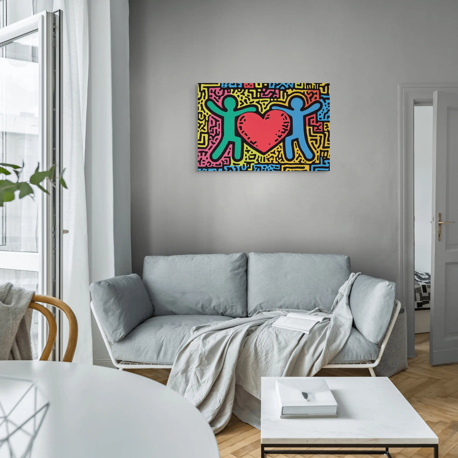 Keith Haring Style Heart Canvas Print