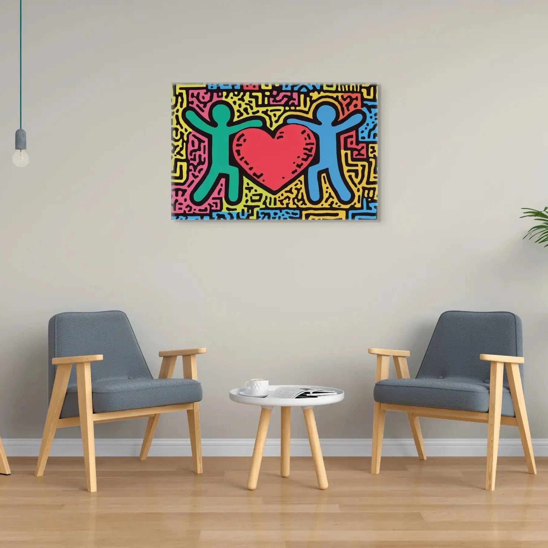 Toile Coeur Keith Haring Style Affiches, reproductions et œuvres graphiques Art Virtuoso