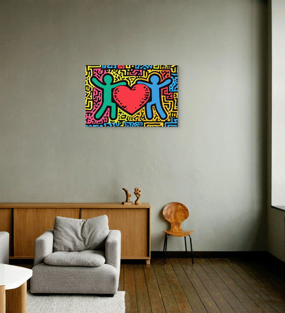 Toile Coeur Keith Haring Style Affiches, reproductions et œuvres graphiques Art Virtuoso   