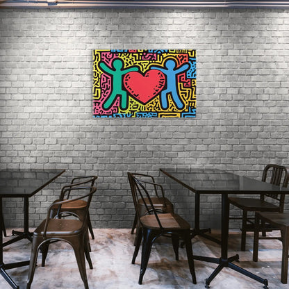 Toile Coeur Keith Haring Style Affiches, reproductions et œuvres graphiques Art Virtuoso