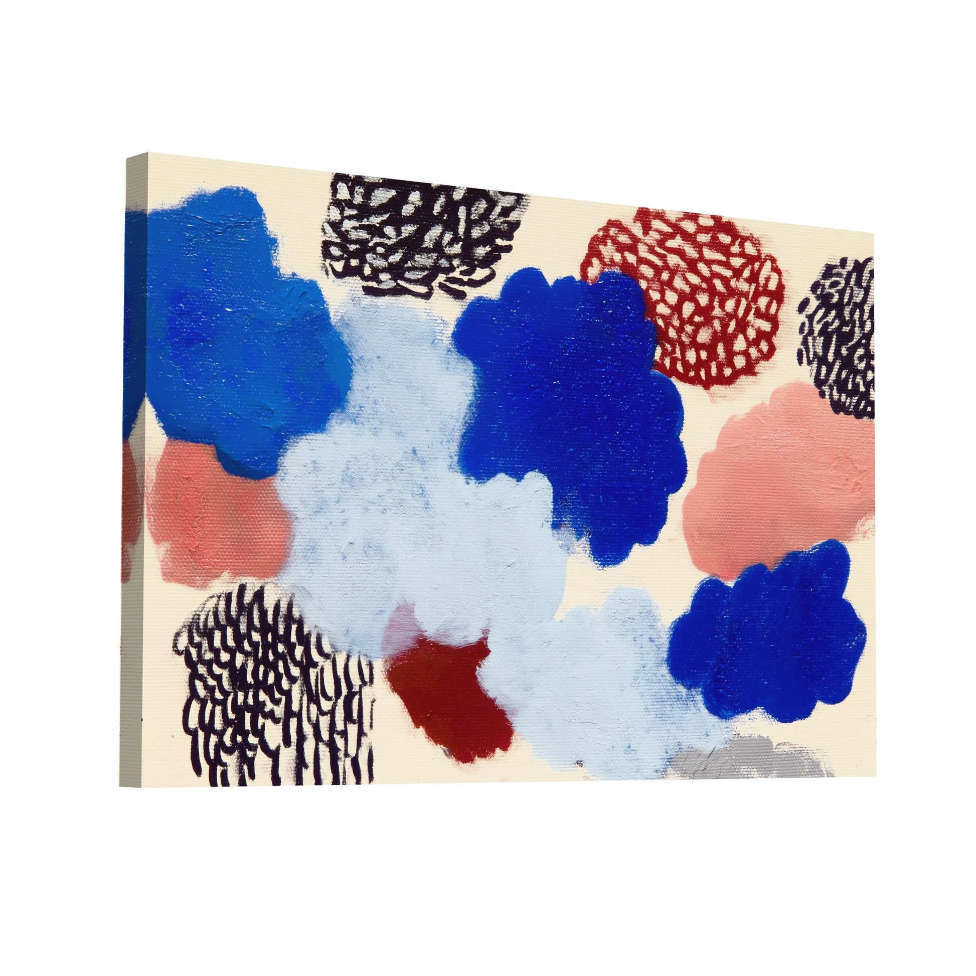 Product Hero 3D WebP Composition nordique 2 - nuages spongieux cobalt et rose - Art Virtuoso