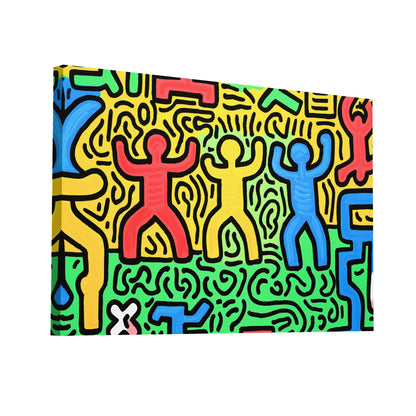 Product Hero 3D WebP Toile Déco Chambre Street Art - Style Keith Haring - Art Virtuoso