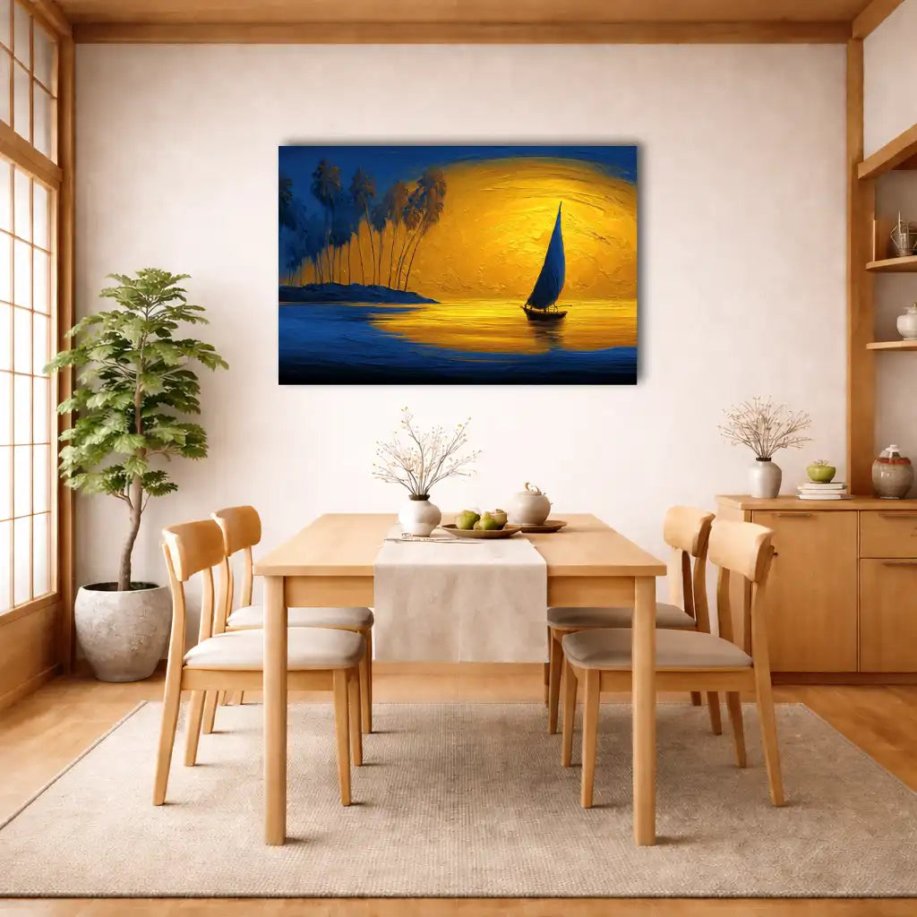 Toile Déco Africaine pour Chambre - Voilier au Soleil