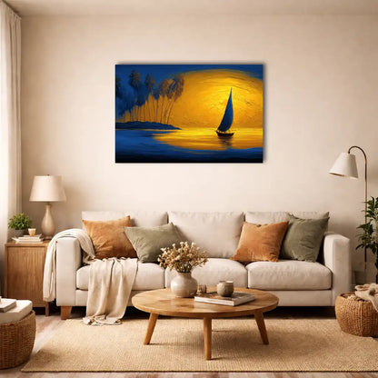 Toile Déco Africaine pour Chambre - Voilier au Soleil