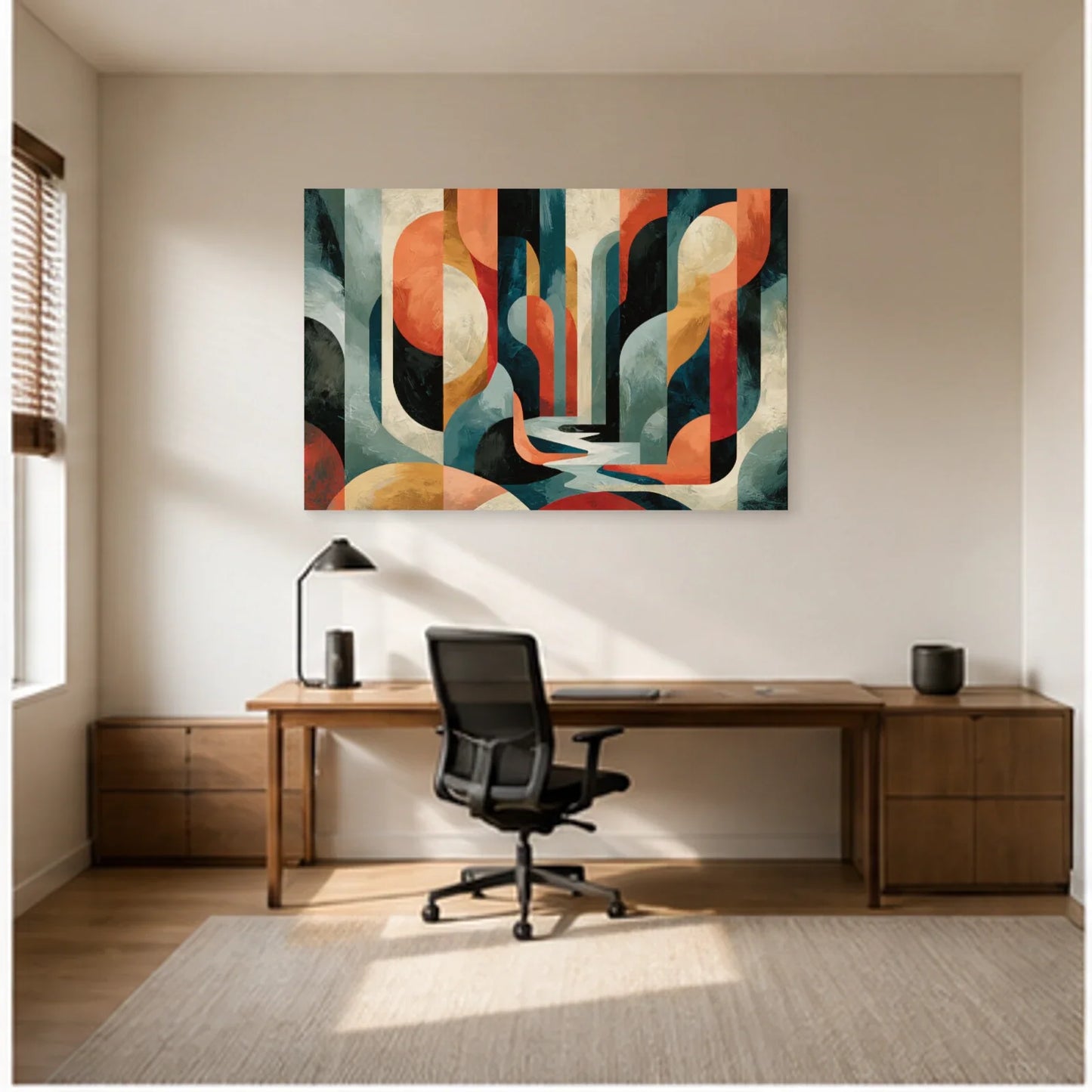 Décoration Murale Moderne pour Salon - Arches Solaires dans un bureau - Art Virtuoso