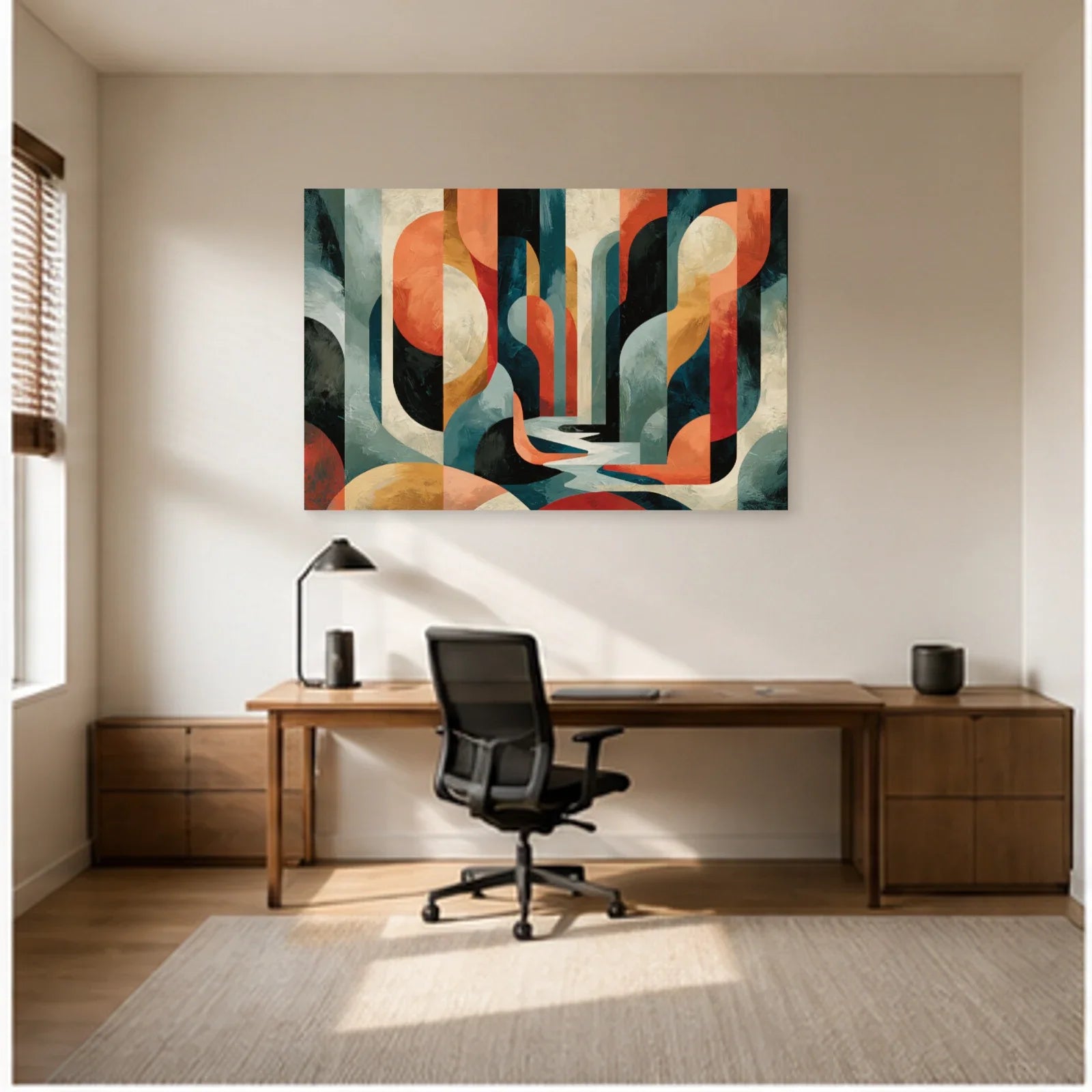 Décoration Murale Moderne pour Salon - Arches Solaires dans un bureau - Art Virtuoso