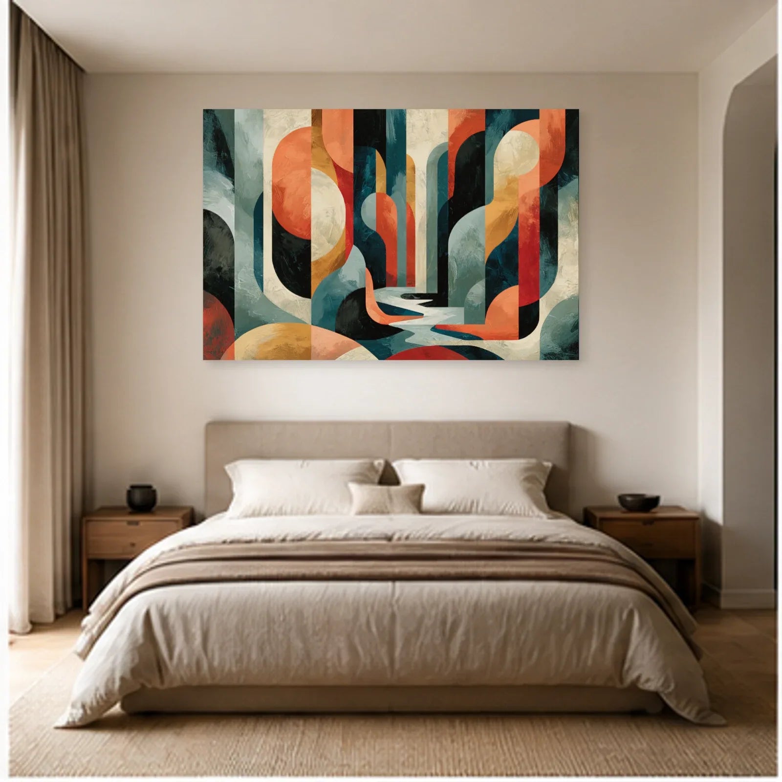 Décoration Murale Moderne pour Salon - Arches Solaires dans une chambre - Art Virtuoso