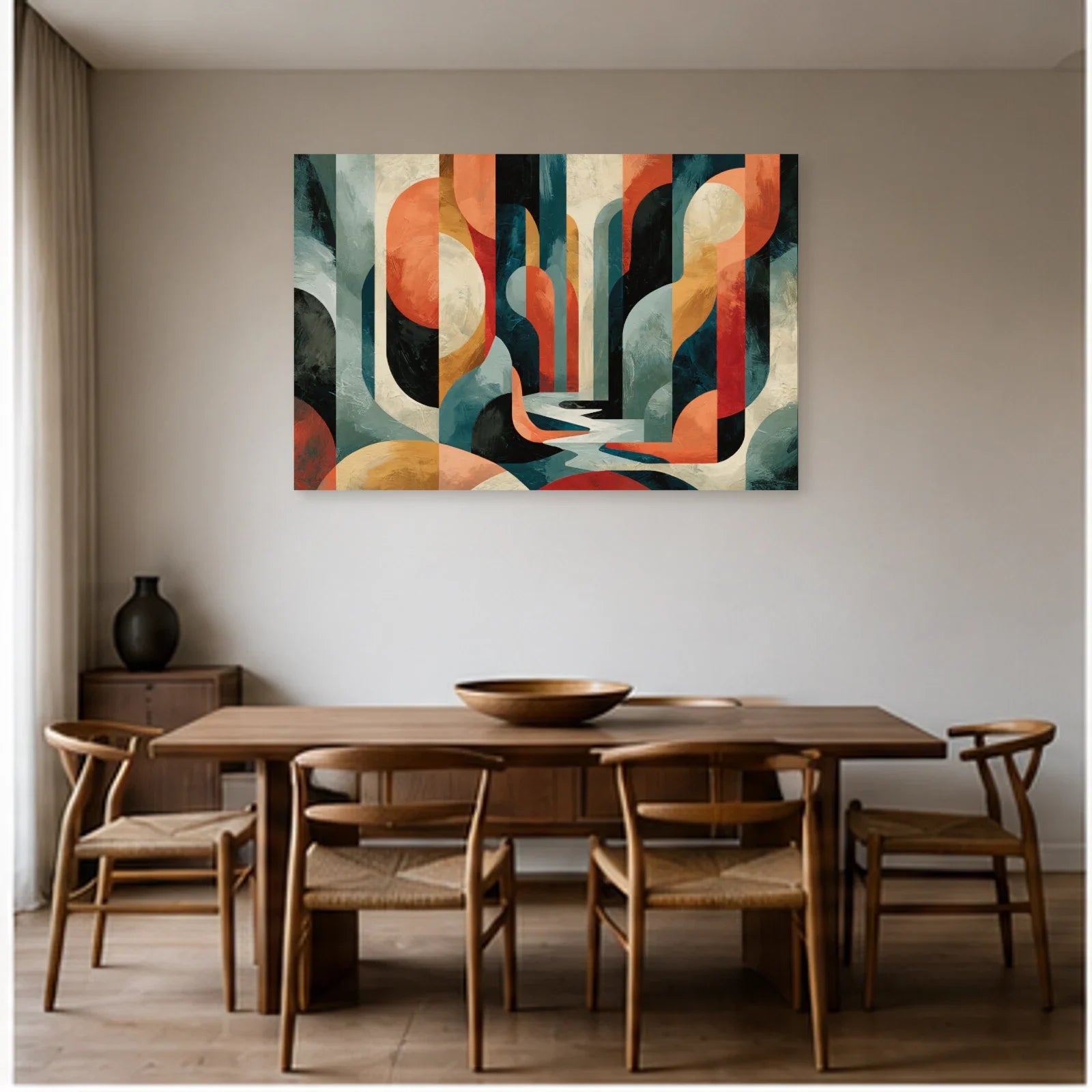 Décoration Murale Moderne pour Salon - Arches Solaires dans une salle à manger - Art Virtuoso