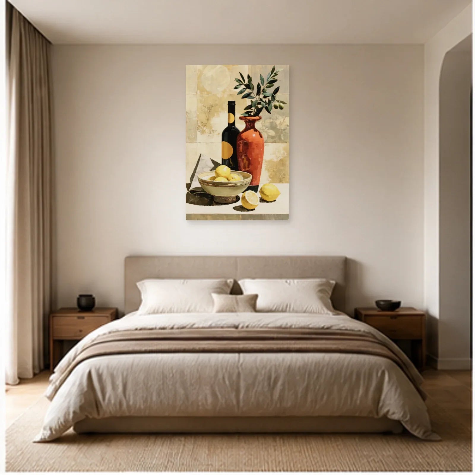 Décoration Murale pour Cuisine Moderne - Citrons et Olivier dans une chambre - Art Virtuoso