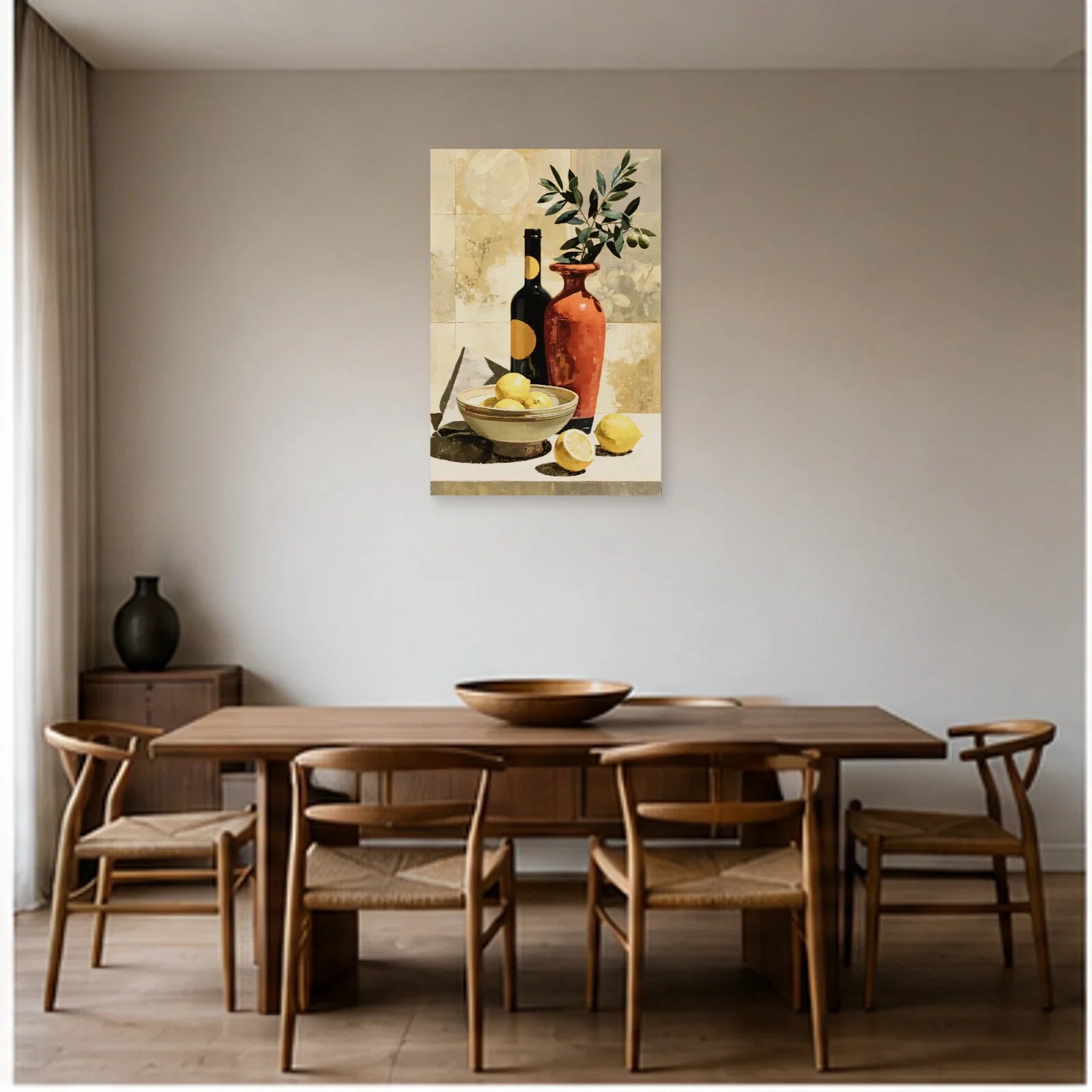 Décoration Murale pour Cuisine Moderne - Citrons et Olivier dans une salle à manger - Art Virtuoso