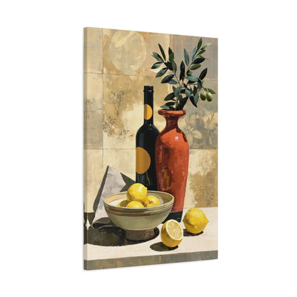 Décoration Murale pour Cuisine Moderne - Citrons et Olivier - toile 3D avec bords imprimés - Art Virtuoso