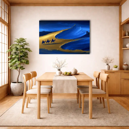 Afrikanische Wohnzimmer-Leinwand – Indigo-Karawane – Wandbild