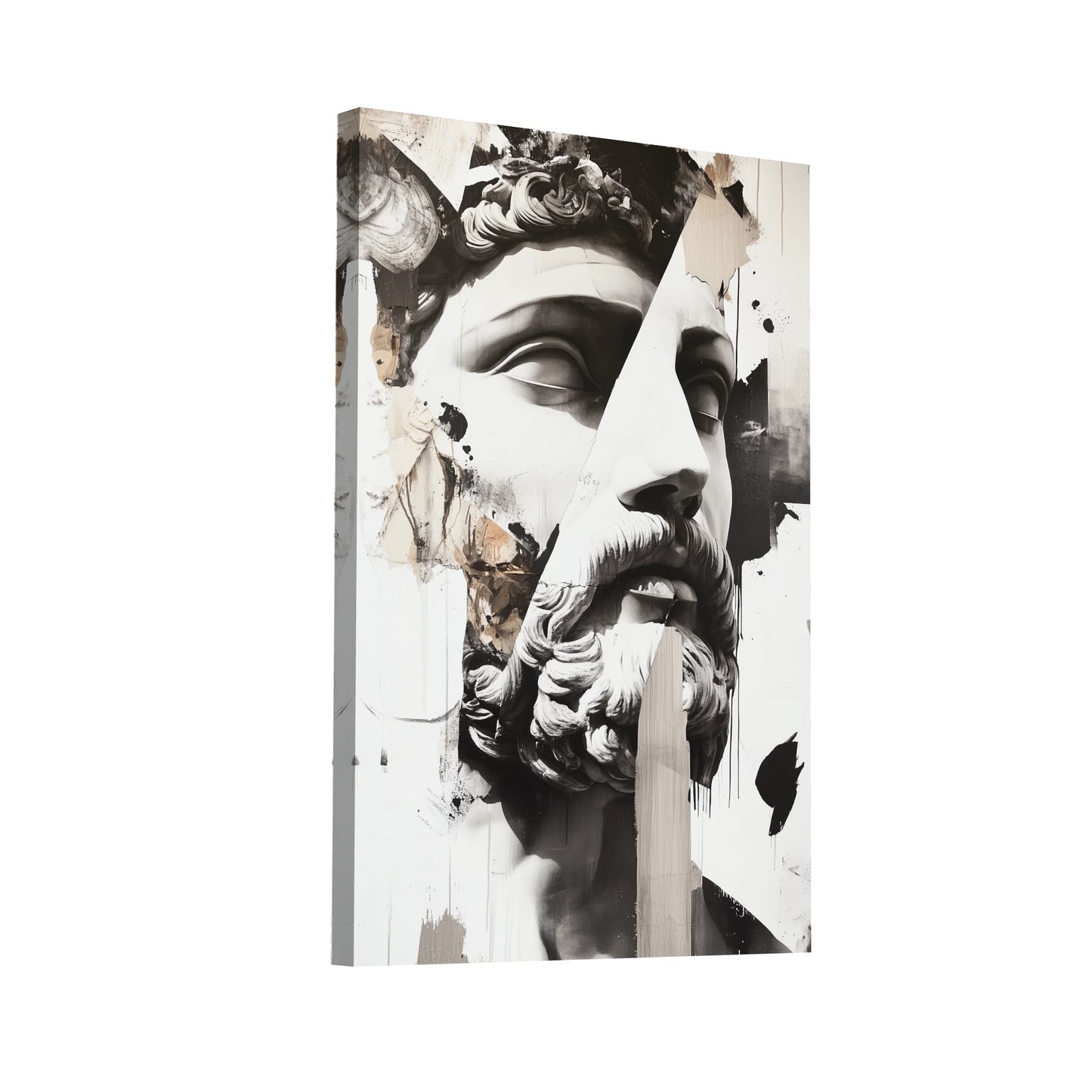 Product Hero 3D WebP Toile Dessin Street Art Noir et Blanc - Dieu Grec - Art Virtuoso