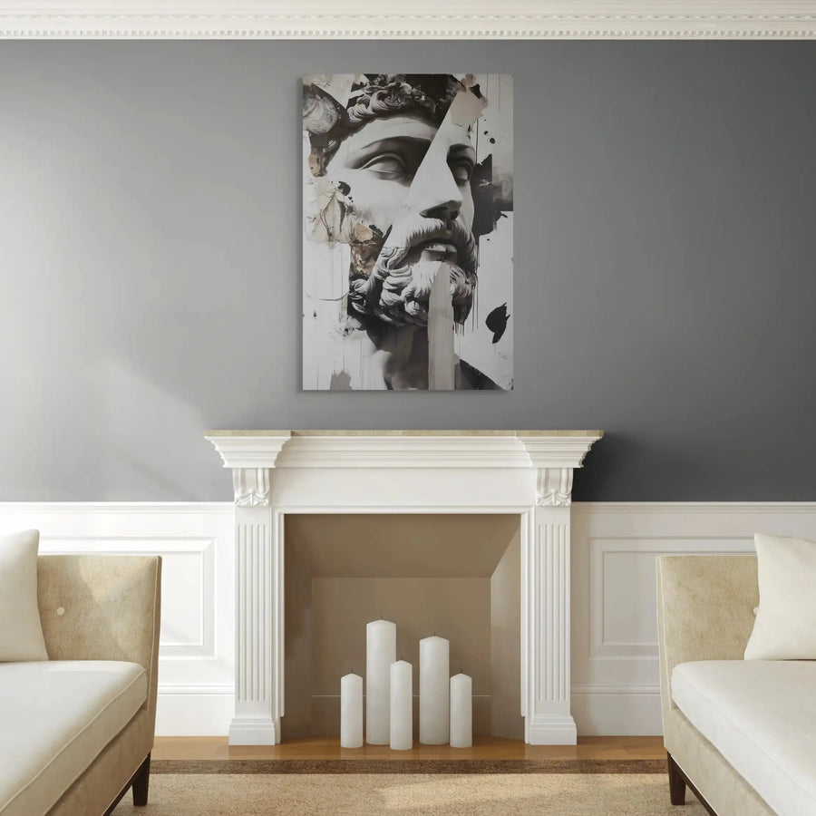 Toile Dessin Street Art Noir et Blanc - Dieu Grec