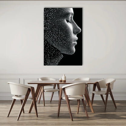 Tableau Dessin Visage Abstrait Noir et Blanc - Constellation Humaine