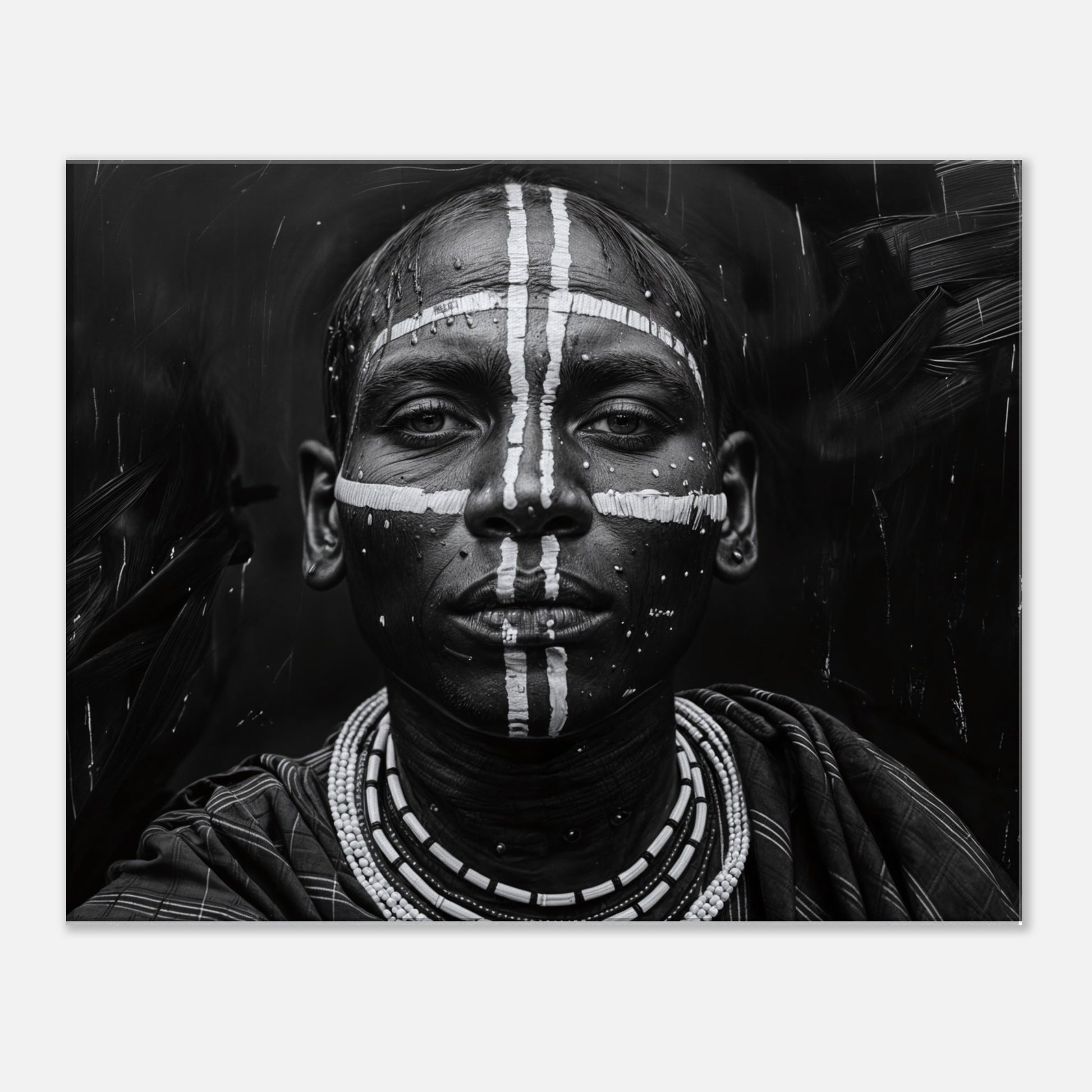 Tableau Africain Noir et Blanc - Traditions Tribales  Art Virtuoso M