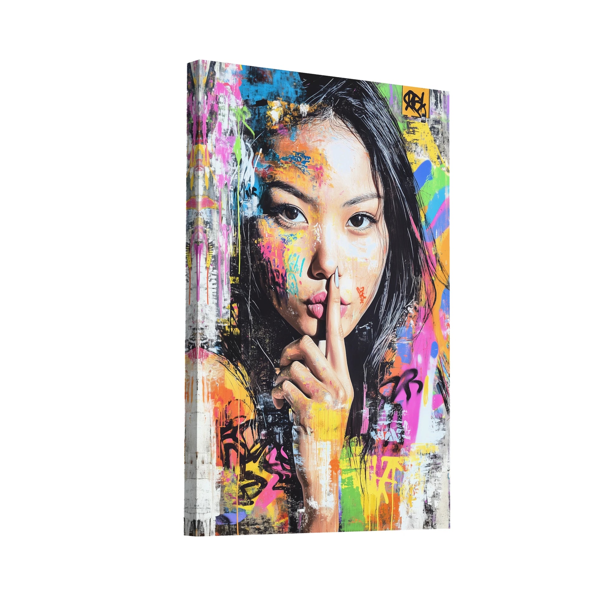 Product Hero 3D WebP Toile Femme Graffiti - Le Silence - Art Virtuoso