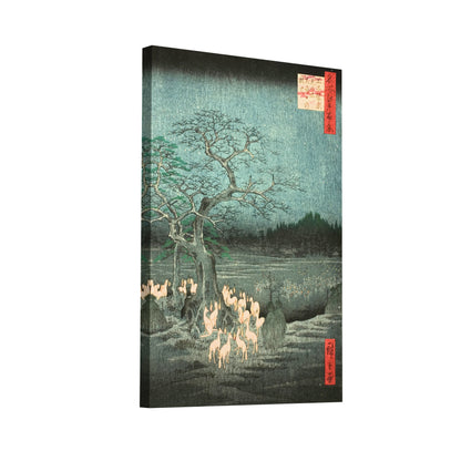 Product Hero 3D WebP Tableau Hiroshige - Feux renards du réveillon a Oji - Art Virtuoso