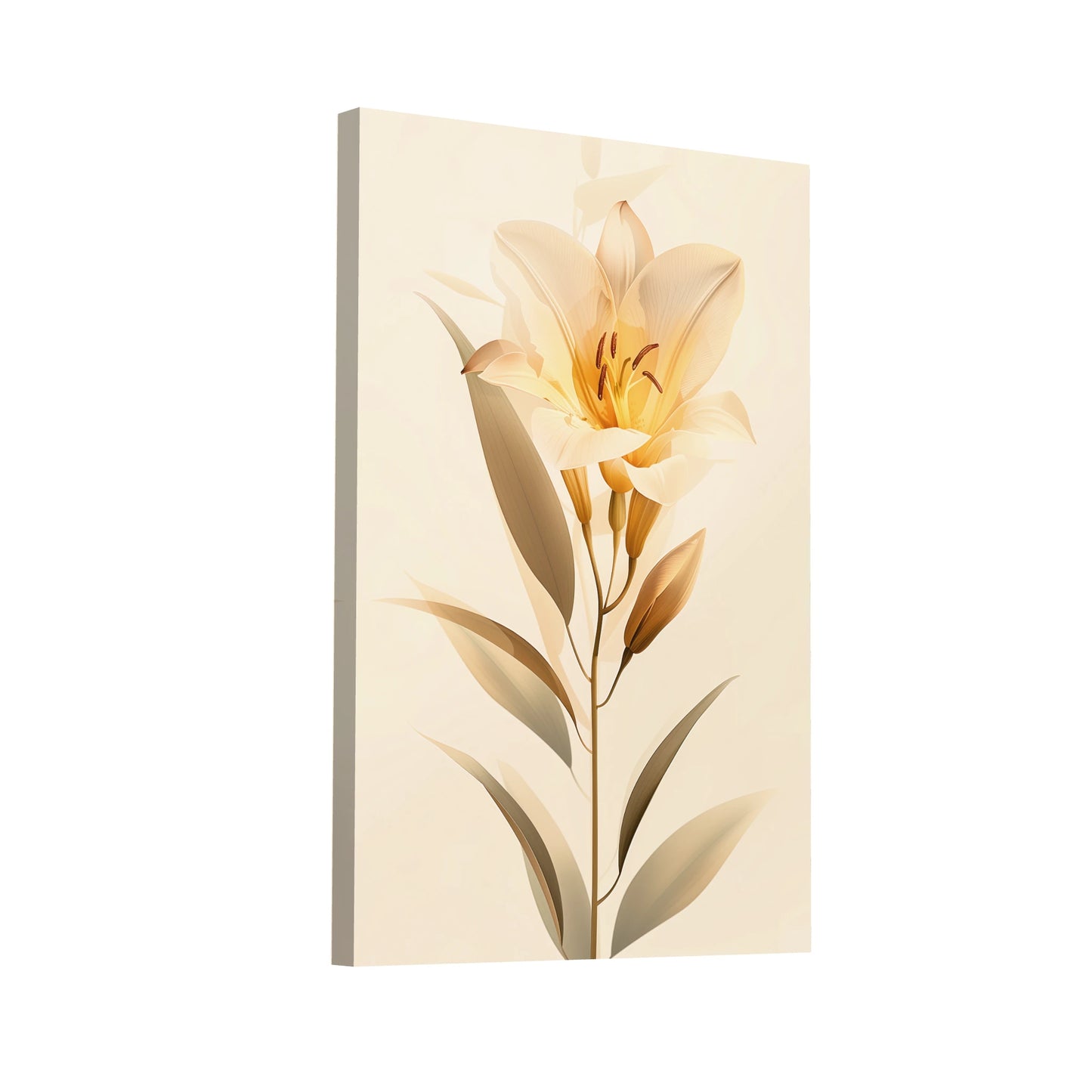Product Hero 3D WebP Fleur Tableau - Grâce Dorée - Art Virtuoso