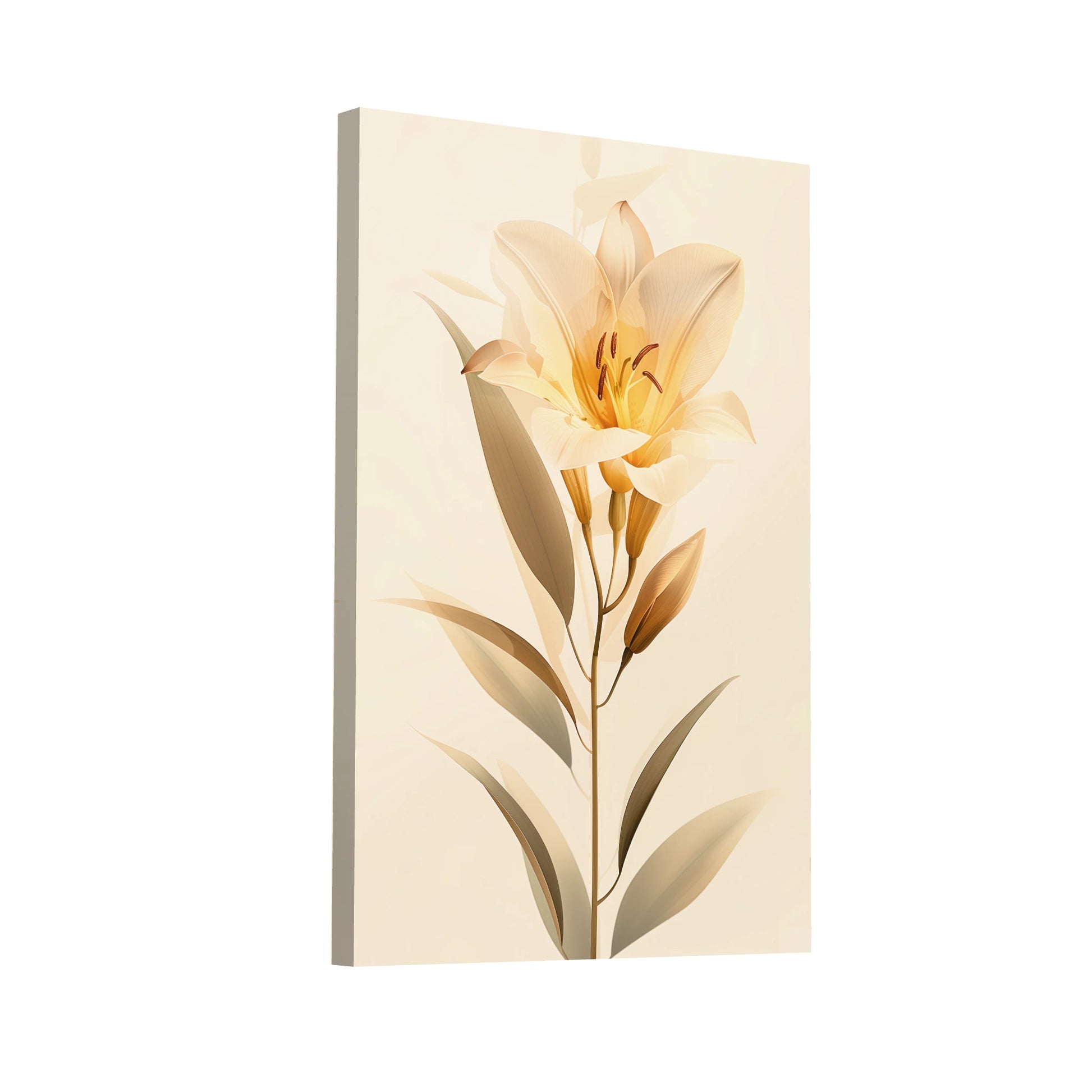 Product Hero 3D WebP Fleur Tableau - Grâce Dorée - Art Virtuoso