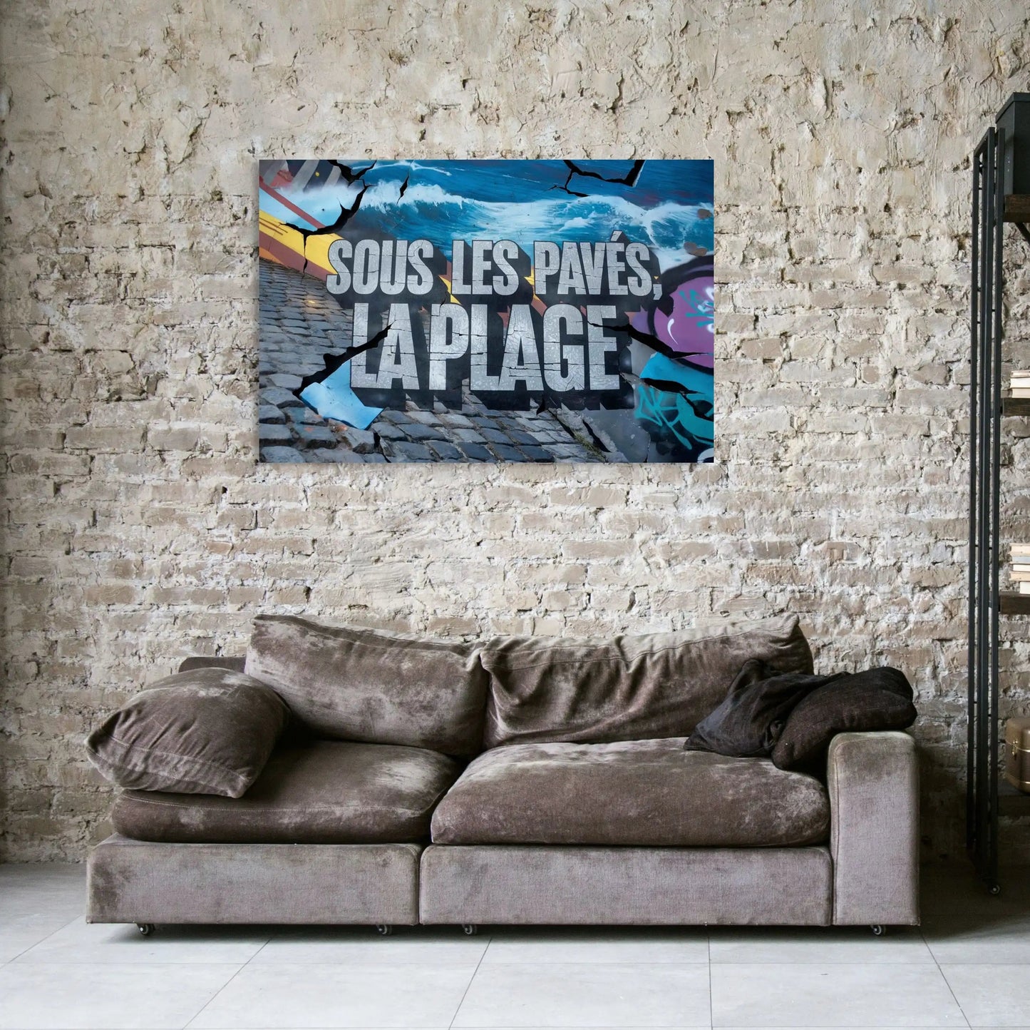 Toile Graffiti Couleur - Sous les Pavés, la Plage Affiches, reproductions et œuvres graphiques Art Virtuoso