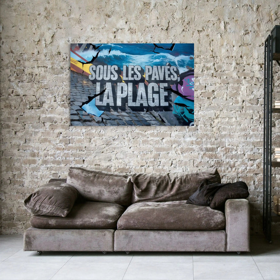 Colorful Graffiti Canvas - Under the Cobblestones, the Beach