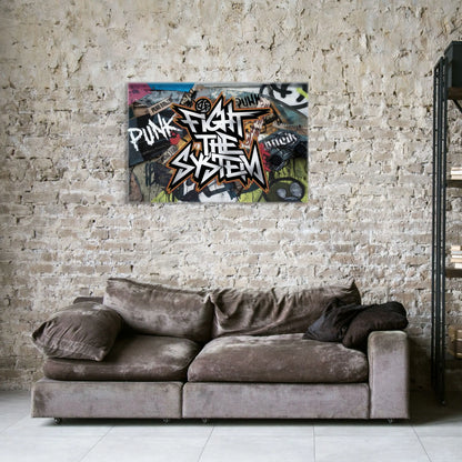 Toile Graffitis Art - Fight The System Affiches, reproductions et œuvres graphiques Art Virtuoso   