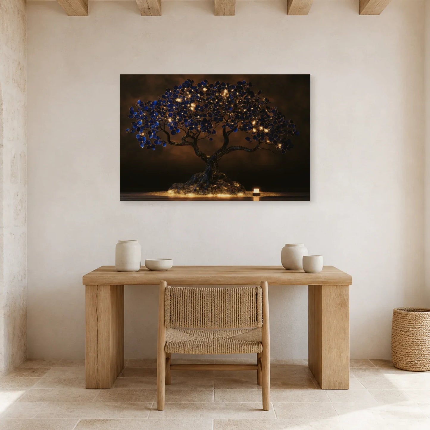 Grand Tableau Arbre de Vie présenté dans un bureau - Art Virtuoso